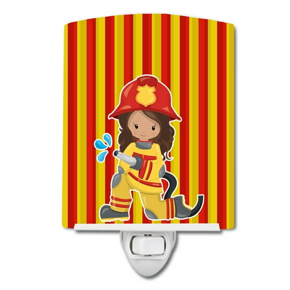 Fireman Girl Ceramic Night Light