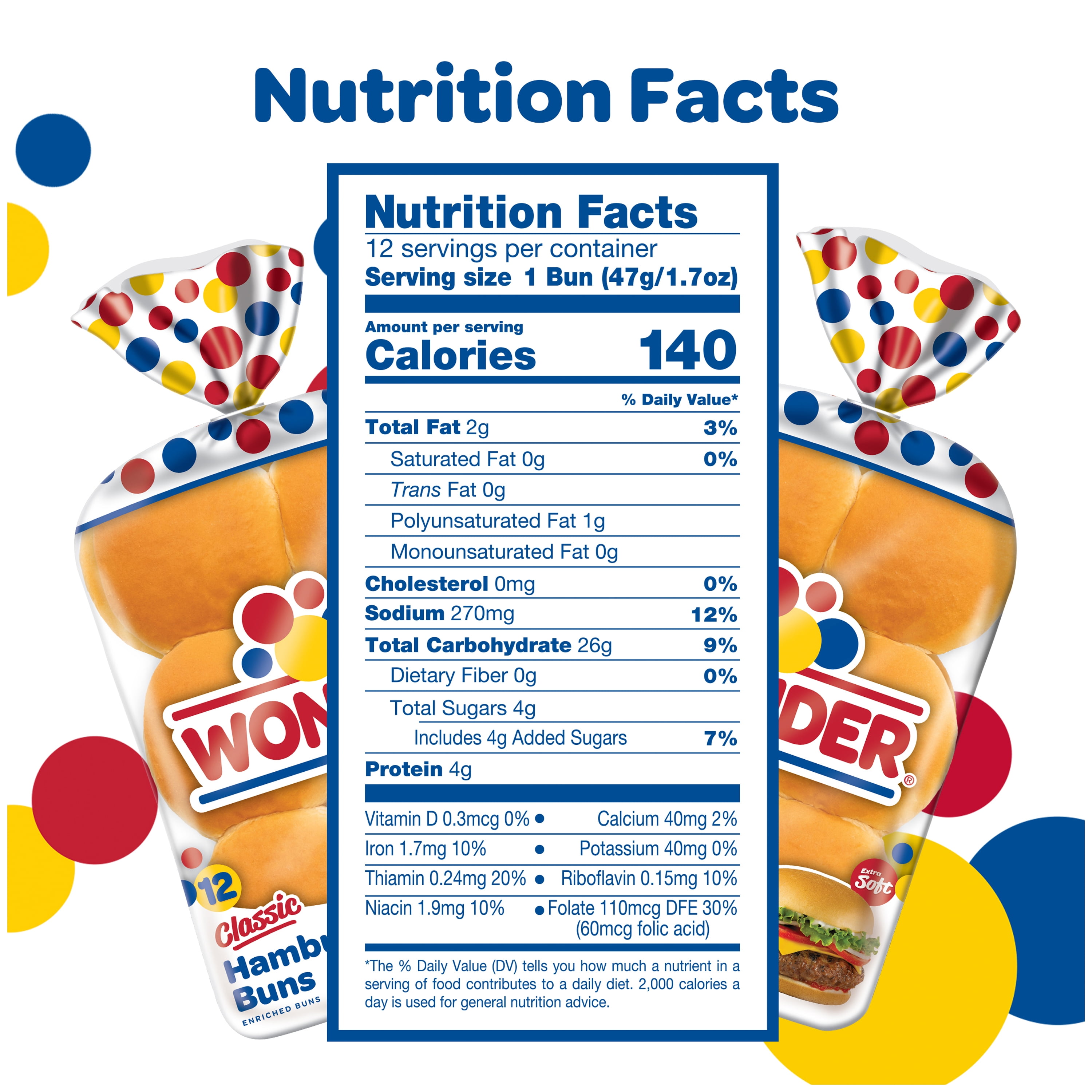 Wonder Bread Classic Extra Soft White Bread Hamburger Buns, 20 oz