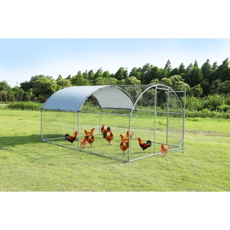 Vivifying Large Metal Chicken Coop Walk-in Poultry Cage Chicken Run Pen Dog Kennel Duck House with Waterproof and Anti-Ultraviolet Cover for Outdoor Farm Use 9.2'W x 12.5'L x 6.5'H