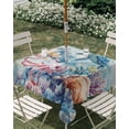 thumbnail image 3 of Square Outdoor Tablecloth with Umbrella Hole Sea Turtle Octopus Outside Table Cloth Waterproof Patio Table Cover Coastal Coral Summer Ocean Beige Zipper Tablecloths for Picnic Camping 54x54 Inch, 3 of 8