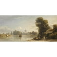 thumbnail image 2 of John Varley 14x8 Gold Ornate Wood Frame and Double Matted Museum Art Print Titled - The Thames at Chiswick (1814), 2 of 4
