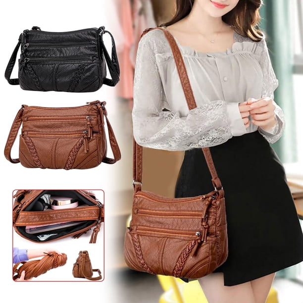 Bolso bandolera de cuero inspirado en el vintage 2023 para mujer - Bolso de mamá de gran capacidad con múltiples compartimentos, bolso de hombro suave y estructurado para el día a día