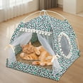 thumbnail image 6 of Tvtnvo Pet Nest Foldable Semi Enclosed Yurt Pet Tent Dog House Removable Washable Mat Breathable Polyester for All Seasons Indoor Use for Small Dogs and Pets Easy To Store and Carry Green 14.6 in, 6 of 6