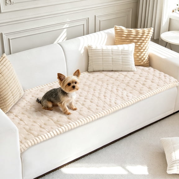 WETRBWEH Pet Couch Covers for Dogs,Washable Sofa Slipcovers Soft Thick, Non Slip Sofa Pad Blanket, Couch Protector from Pets, 27"x59", Beige