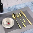 thumbnail image 4 of 24-Piece Flatware Set Service for 6, Stainless Steel Kitchen Utensils Knife Fork Spoon Silverware Set with Box, Gold, 4 of 12