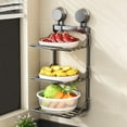 thumbnail image 2 of Multi-Layer Kitchen Suction Cup Wall-Mounted Shelf for Food Prep, Stainless Steel No-Hole Storage Rack with Non-Slip Design - Space-Saving Vegetable Utensil Organizer, 2 of 6