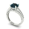 thumbnail image 2 of Solitaire with Accents Engagement Ring for Women - 2.21ct Natural London Blue Topaz in 18K White Gold Promise Ring, 2 of 6