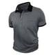 thumbnail image 4 of Blusa y camisa de manga corta con cuello vuelto para hombre, estilo casual, con botones y bolsillos, color liso, de poliéster., 4 of 8