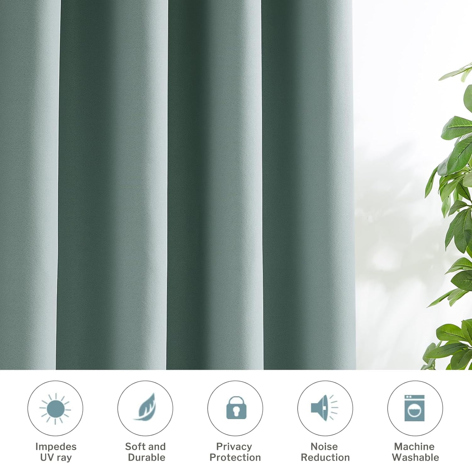 Blackout Curtains for Bedroom Cotton Textured Curtains 2 Panels Set Grommet Window Curtains for Living Room Thermal Insulated Privacy 100% Blackout Drapes