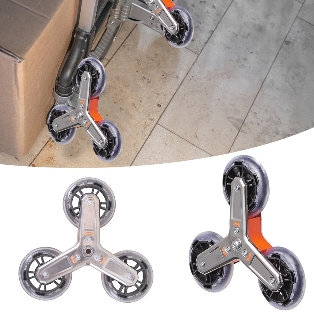 TIERPOP Steel Shopping Cart Replacement Wheel Set of 2 Triangle Casters Smooth Rolling Cart Wheel for Easy Stair Climbing