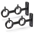 thumbnail image 1 of Curtain Rod Bracket, 2Pcs Double Curtain Rod Holder, Double Rod Brackets Hooks for Living Room Bedroom Curtain Rods,2 * Curtain Bracket,black, 1 of 7