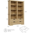 thumbnail image 2 of 72" Tall Bookshelf with 4 Drawers, Farmhouse 6-Tier Double Wide Bookcase with Storage, Large Freestanding Bookshelf for Home Office and Living Room, Natural, 2 of 8