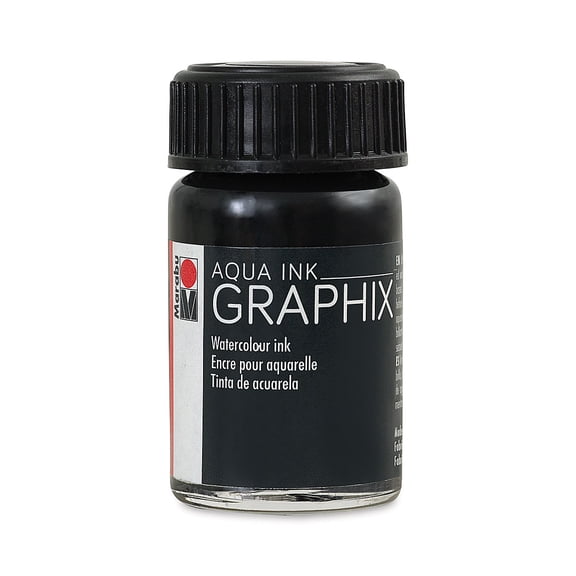 Marabu Graphix Aqua Ink - Black, 15 ml