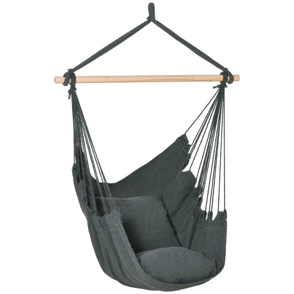 Outsunny Hammock Chair Swing Hanging Macrame Chair, Dark Grey