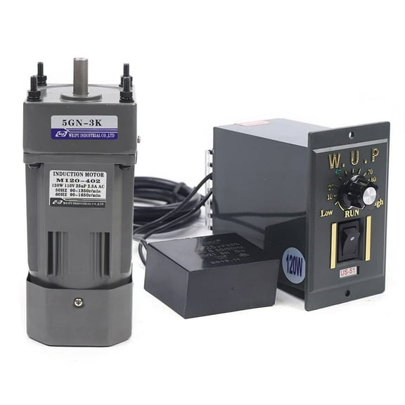AC Speed Variable Motor Kit, Electric Single Phase Gear Motor 1:3 Reduction Ratio 120W Electric Variable Speed Adjustable 450RPM Motor with Controller Governor