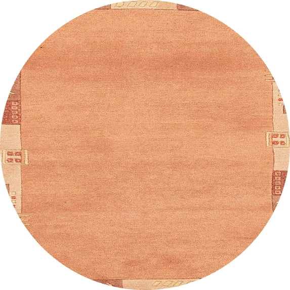 Ahgly Company Machine Washable Indoor Round Abstract Orange Area Rugs, 4' Round