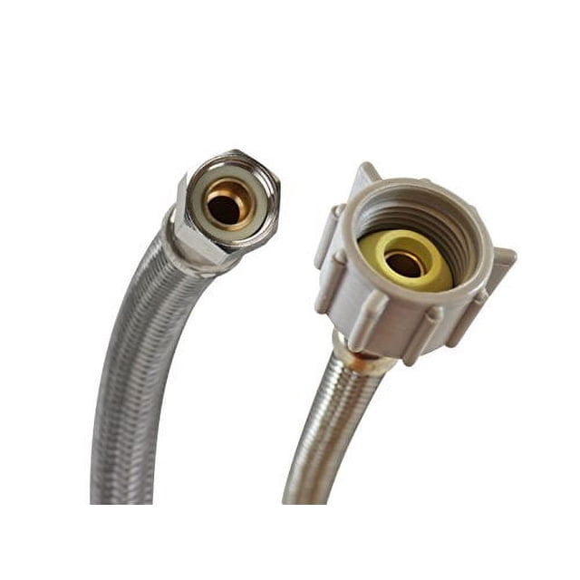Fluidmaster B1T12 Toilet Connector, Braided Stainless Steel - 3/8 Female Compression Thread x 7/8 Female Ballcock Thread, 12-Inch Length