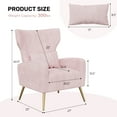 thumbnail image 4 of Hawsaiy Velvet Wingback Accent Chair with Golden Legs and Lumbar Pillow, High Back Upholstered Armchair for Living Room or Bedroom, Pink, 4 of 7