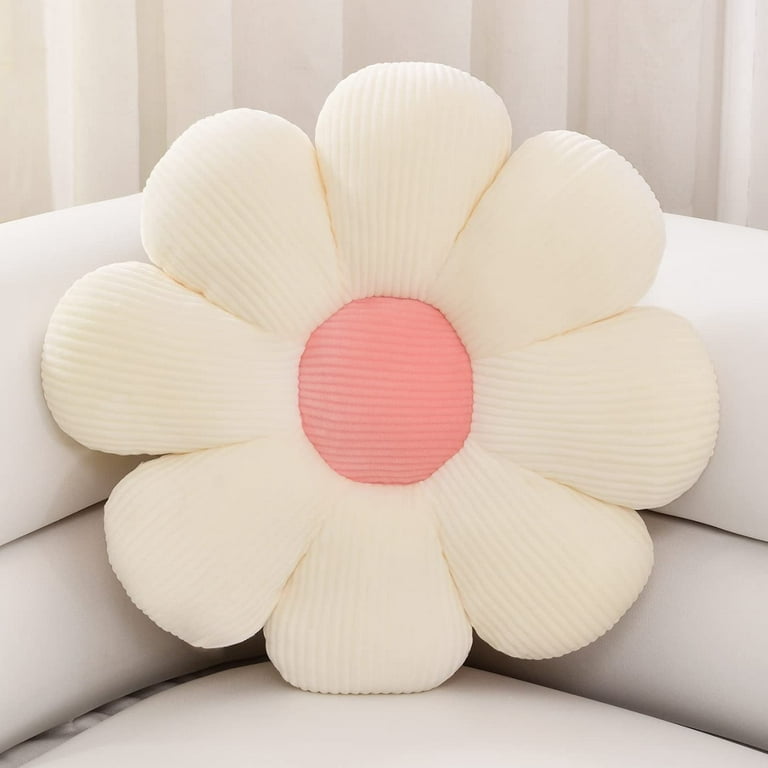 Flower Floor Pillow Seating Cushion Daisy Flower Throw Pillow Cute Room  Decor for Girls Flower Plush for Reading and Lounging Comfy Pillow,40cm 