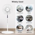thumbnail image 4 of 16" Pedestal Fan with Remote, 3-Speed Height Adjustment Standing Fan 8H Timer Oscillating Cooling Fan for Bedroom Home Office(White), 4 of 8