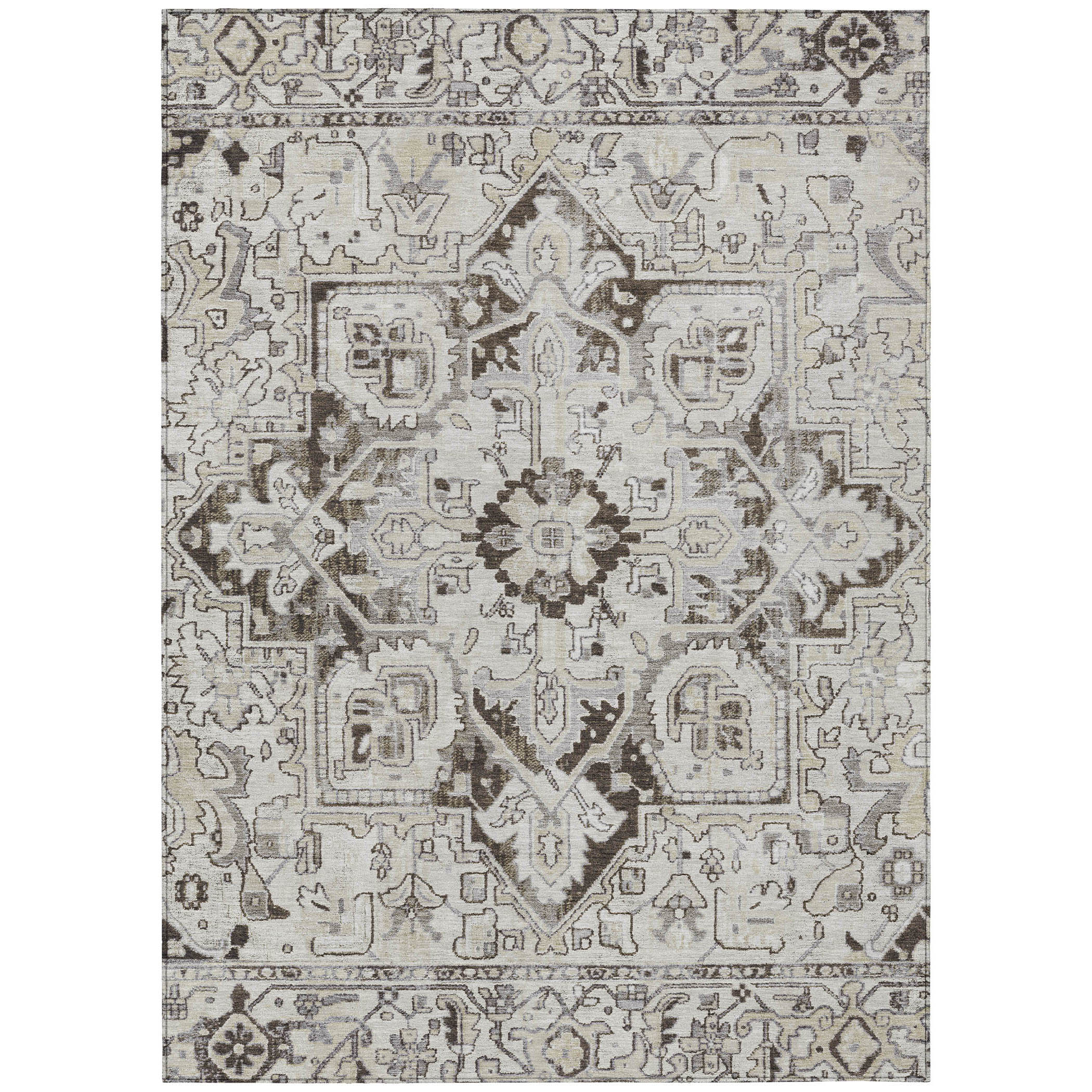 Addison Rugs Chantille Indoor/Outdoor Traditional Oriental Ivory Washable Rectangle Rug, 5' x 7'6"