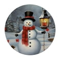 thumbnail image 4 of WYYP Snowman Lantern Winter Round Tablecloth with Elastic Edge 100% Polyester Fiber Outdoor Fitted White, 4 of 8