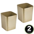 thumbnail image 2 of mDesign Square Small Trash Can Wastebasket Garbage Bin, 2 Pack - Soft Brass, 2 of 7