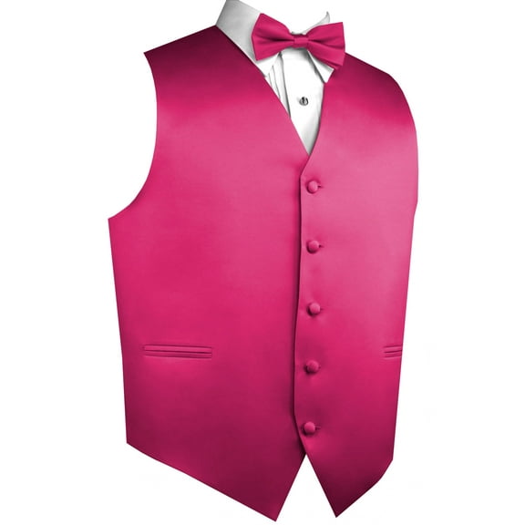 "BEST TUXEDO" Men's Formal, Wedding, Prom, Homecoming, Tuxedo Vest, Bow-tie - Fuchsia