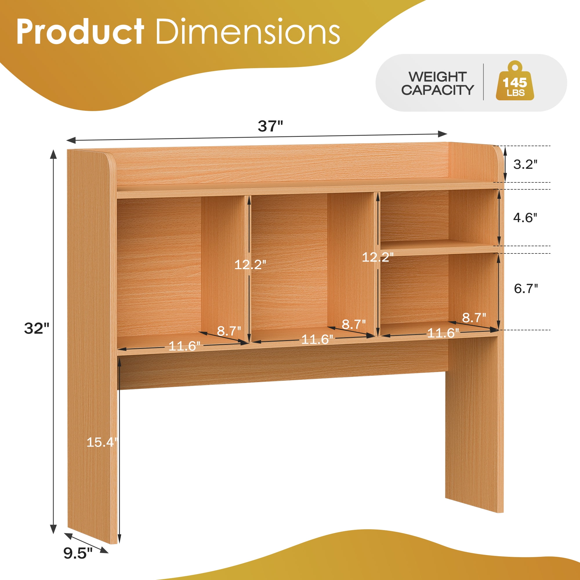 HomGarden 37-in Desktop Bookshelf 2-Tier Desktop Display Rack Desk Organizer Shelf for Storage Home Office Dorm, White