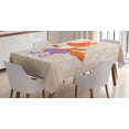 thumbnail image 1 of Ambesonne Retro Tablecloth Rectangular Table Cover, Fox with Clothing Flowers, 52"x70", Multicolor, 1 of 3