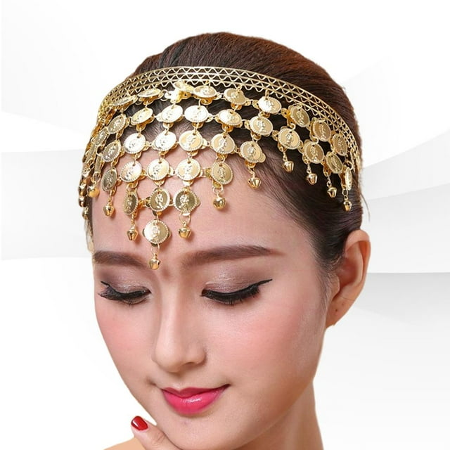 Tocado de danza del vientre Hugo Diadema Traje gitano Moneda de lentejuelas