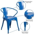 thumbnail image 5 of Flash Furniture Commercial Grade Blue Metal Indoor-Outdoor Chair with Arms, 5 of 12