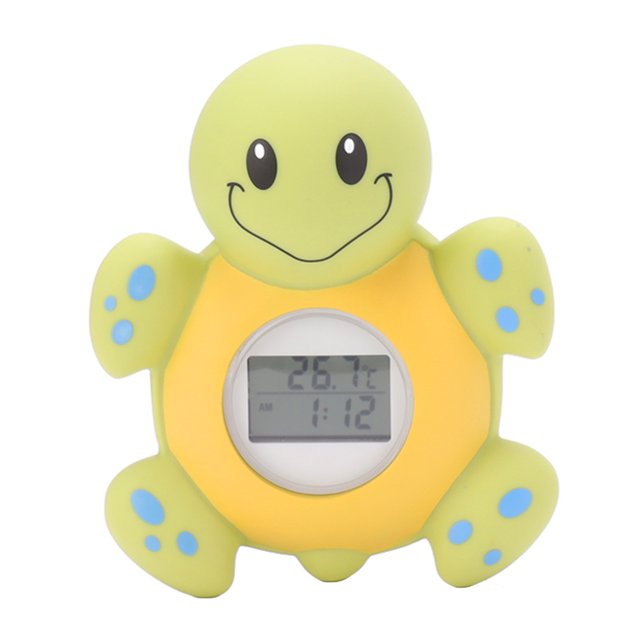 Termómetro de baño para bebé, termómetro de agua multifuncional con dibujos animados inteligentes, tortuga bonita, baño