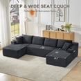 thumbnail image 6 of Tmsan 134" U Shaped Boneless Couch,Comfy Cloud Deep Seat, Modular Sectional Sofa with Cup Holders, Free Combination, Modern Corduroy Foam Compressed Sofas Set for Living Room, Apartment ,Black, 6 of 7