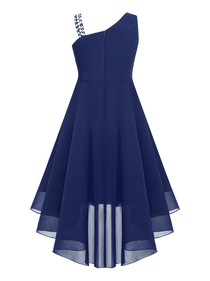 Yartina Kid Girls Chiffon Junior Bridesmaid Dress One Shoulder