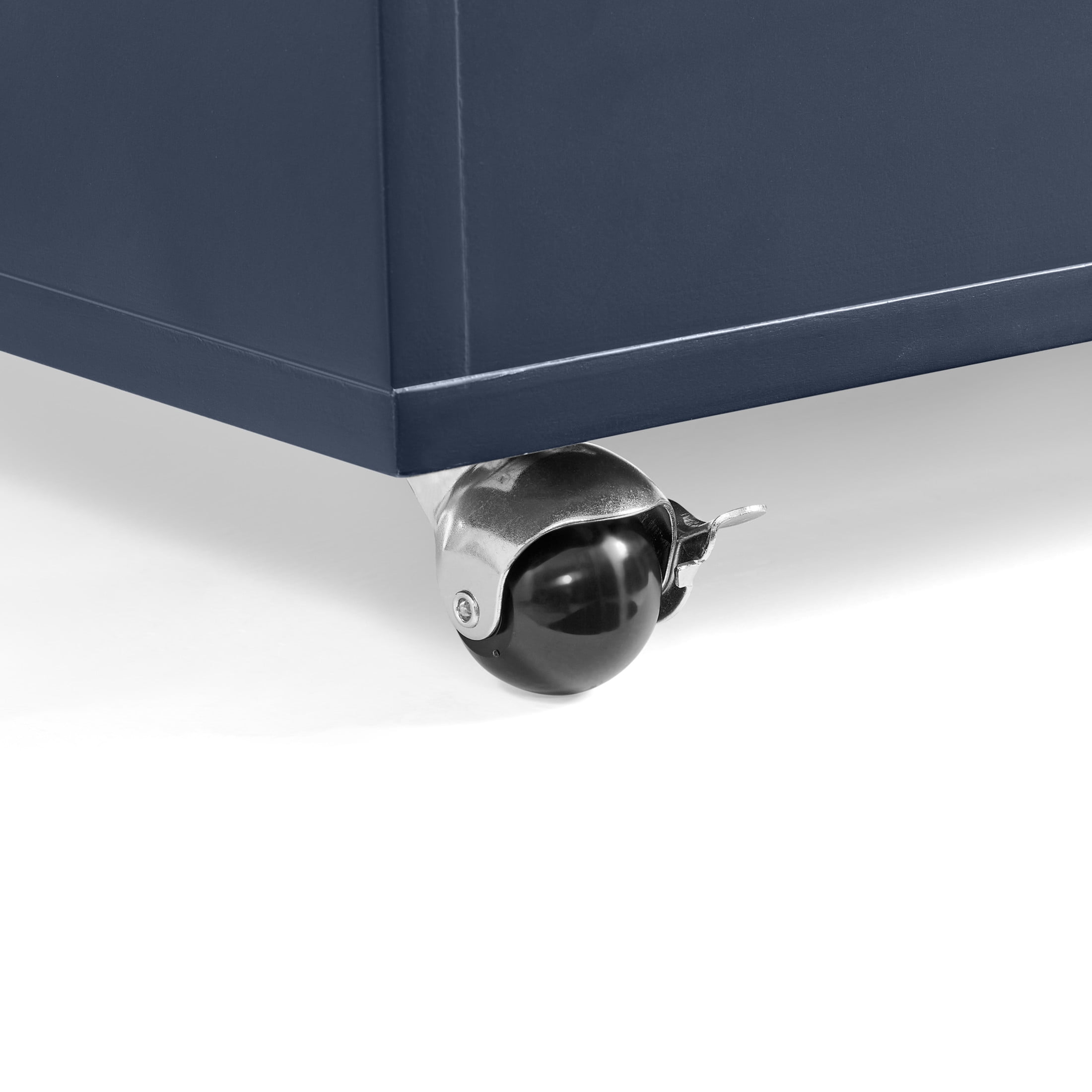 Noble House Arlais Adjustable Height Rolling End Table, High Gloss Lift Top Side Table with Charging Station, Blue