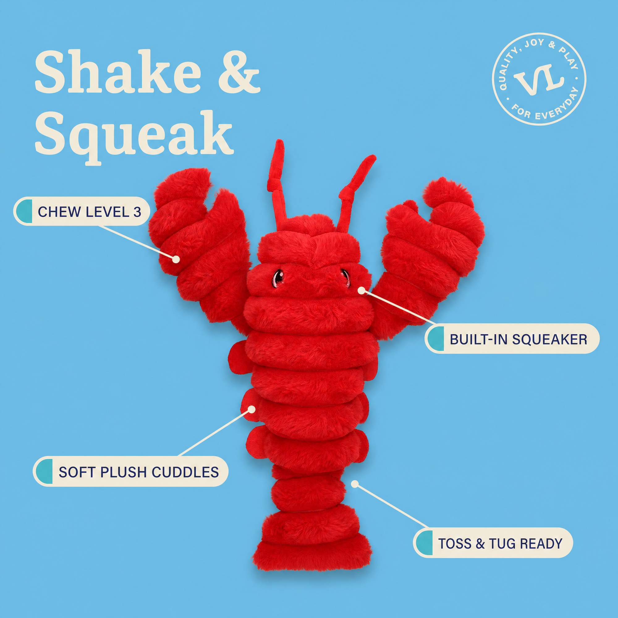 Vibrant Life Red Lobster Plush Dog Toy with Squeaker photo 5