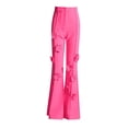 thumbnail image 1 of Pantalones de traje elegantes de poliéster con flores 3D para mujer para uso diario en cafeterías callejeras SG, 1 of 8