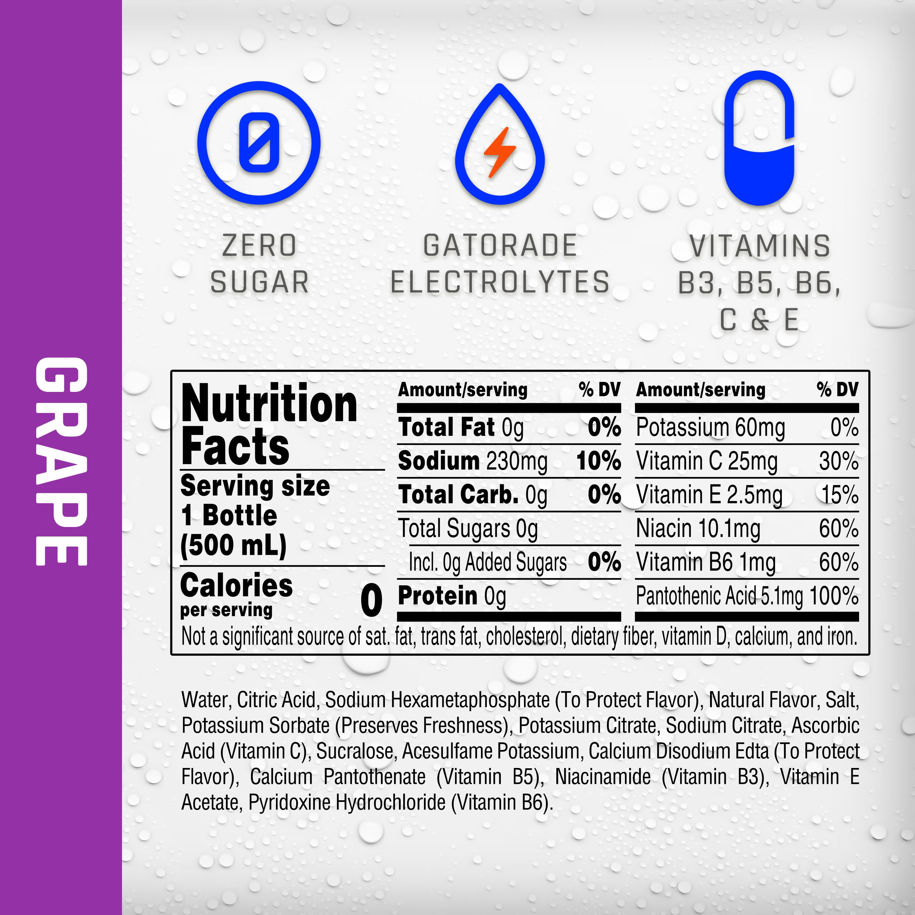 Propel Zero Grape Electrolyte Fitness Water, 20 fl oz, Bottle