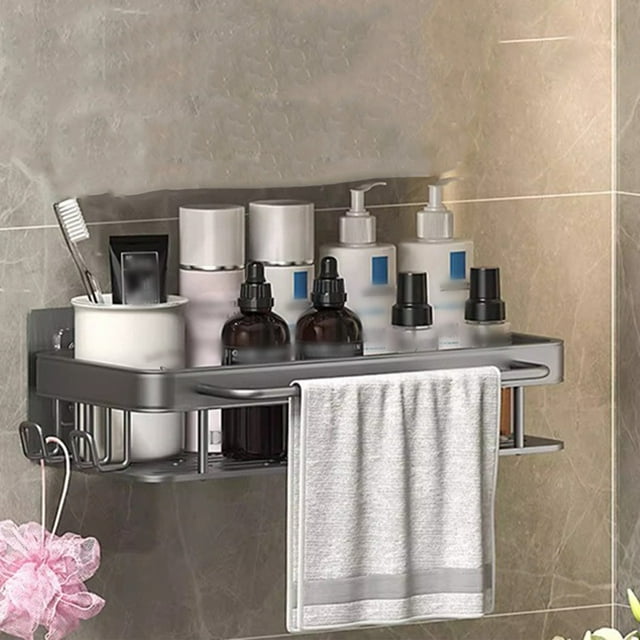 TIMIFIS Storage Rack Shower Trolley Rack Storage Rack Internal Shower Self Adhesive Rack Storage Rack Aluminum Alloy Bathroom Shower Wall Storage Rack Bathroom Accessories