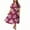 Hot Pink, variant on Women Dresses Casual Plus Size Bohemian Short Sleeve Floral Long Maxi Summer Beach Swing Dress Black XXXL