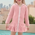 thumbnail image 6 of hengsof Girls Swim Cover Up Kids Long Sleeve Swimsuit Coverup Terry Beach Pool Clothes Zipper Dress Swimsuit, 6 of 6