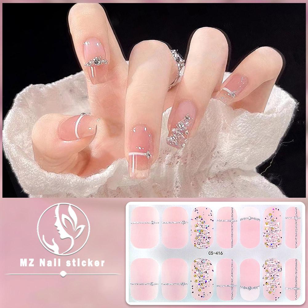 14Tips/sheet Toe Nail Sticker Nail Art Full Cover Adhesive Luxury ...