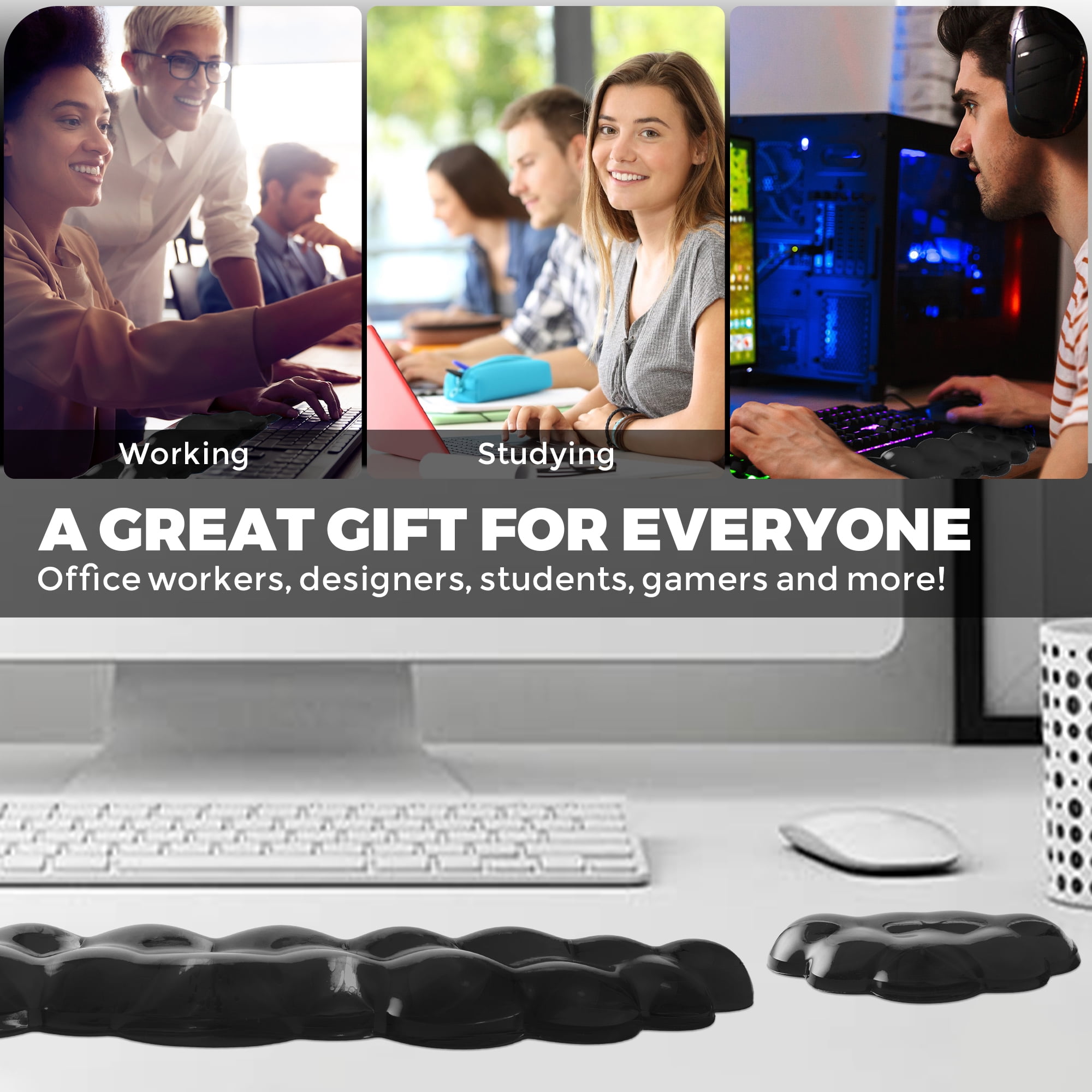 ABRONDA Gel Cloud Keyboard & Mouse Wrist Rest Set - Cloud Keyboard Wrist Rest Pad & Mouse Support for Office Gaming Pad Computer Laptop Ergonomic Comfortable Pain Relief- Cloud Pad Set