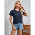 thumbnail image 6 of HOWCOME Short Sleeve Tops for Women Trendy Cropped Tee Round Neck Loose Fit Summer Casual Basic Shirts Navy Blue, 2X-Large, 6 of 6