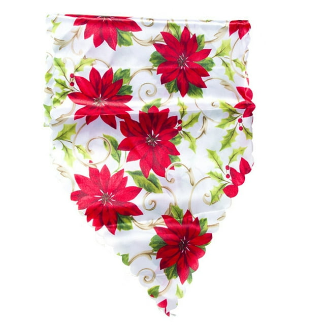 Christmas Table Runner Wavy Edge Polyester Party Table Runner Table Decoration