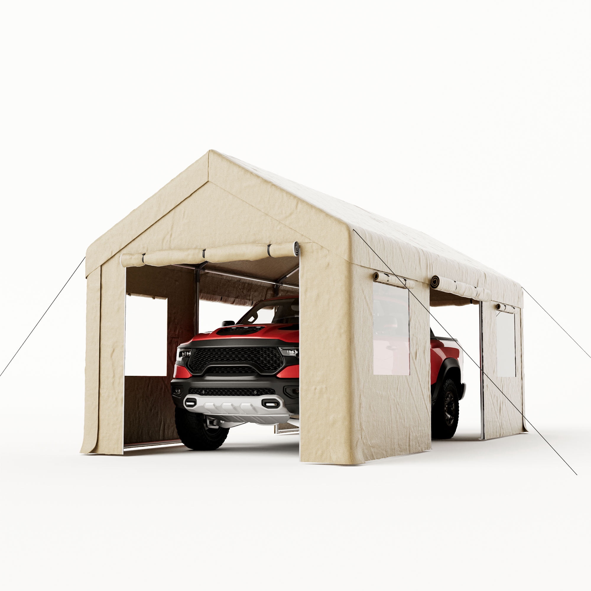 MOALCOFER 10x20FT Heavy Duty Portable Carport with Side-Opening Door,All-Weather Car Canopy Garage with Waterproof UV-Resistant Cover