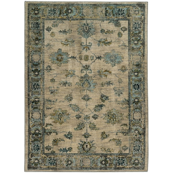 Moretti Birani Area Rug 5171C Ivory Petals Vines 7' 10" x 10' 10" Rectangle
