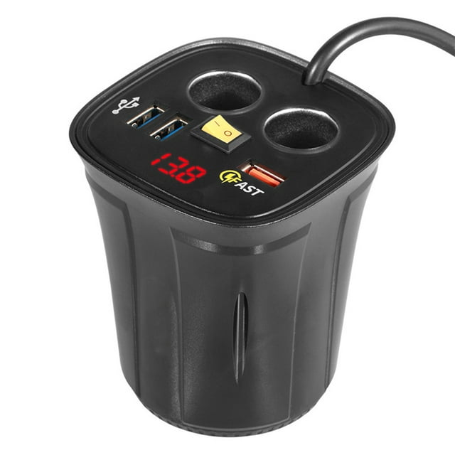 maskred Vehicle Charger Power Socket Craftsmanship Charge Device Multifunctional Car Supplies Dual Adapter LED Voltmeter Red