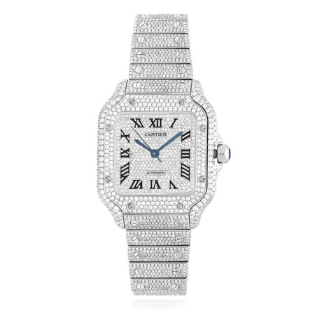 Cartier Santos 35mm Diamond Stainless Steel Roman & Arabic Dial Automatic Watch